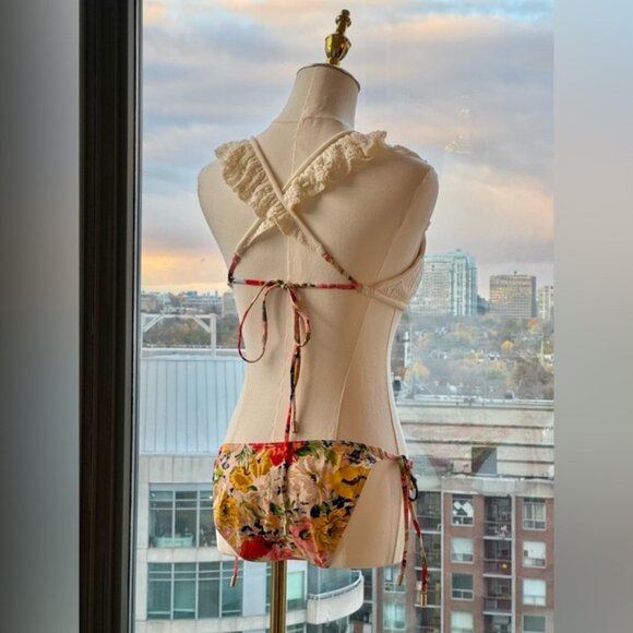 🆕 ZIMMERMANN 🧿 NWT Alight Frill Knit Scoop Bikini, Ivory Floral - Sz 3 US 8/10 - Picture 8 of 16